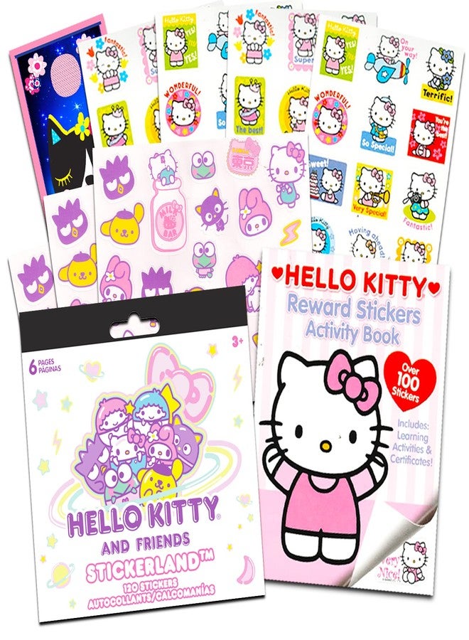 Hello Sanrio مجموعة كتب ملصقات هيلو سانريو كيتي للأطفال والكبار ~ مجموعة من 3 قطع مع أكثر من 200 ملصق هيلو كيتي والمزيد (10 أوراق ملصقات هدايا حفلات هيلو كيتي) - Image 1